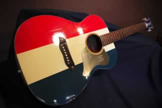 second view of buck owens red white and blue guitar 