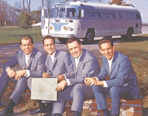 jim reeves and the blue boys in 1965 in front of big blue tour bus